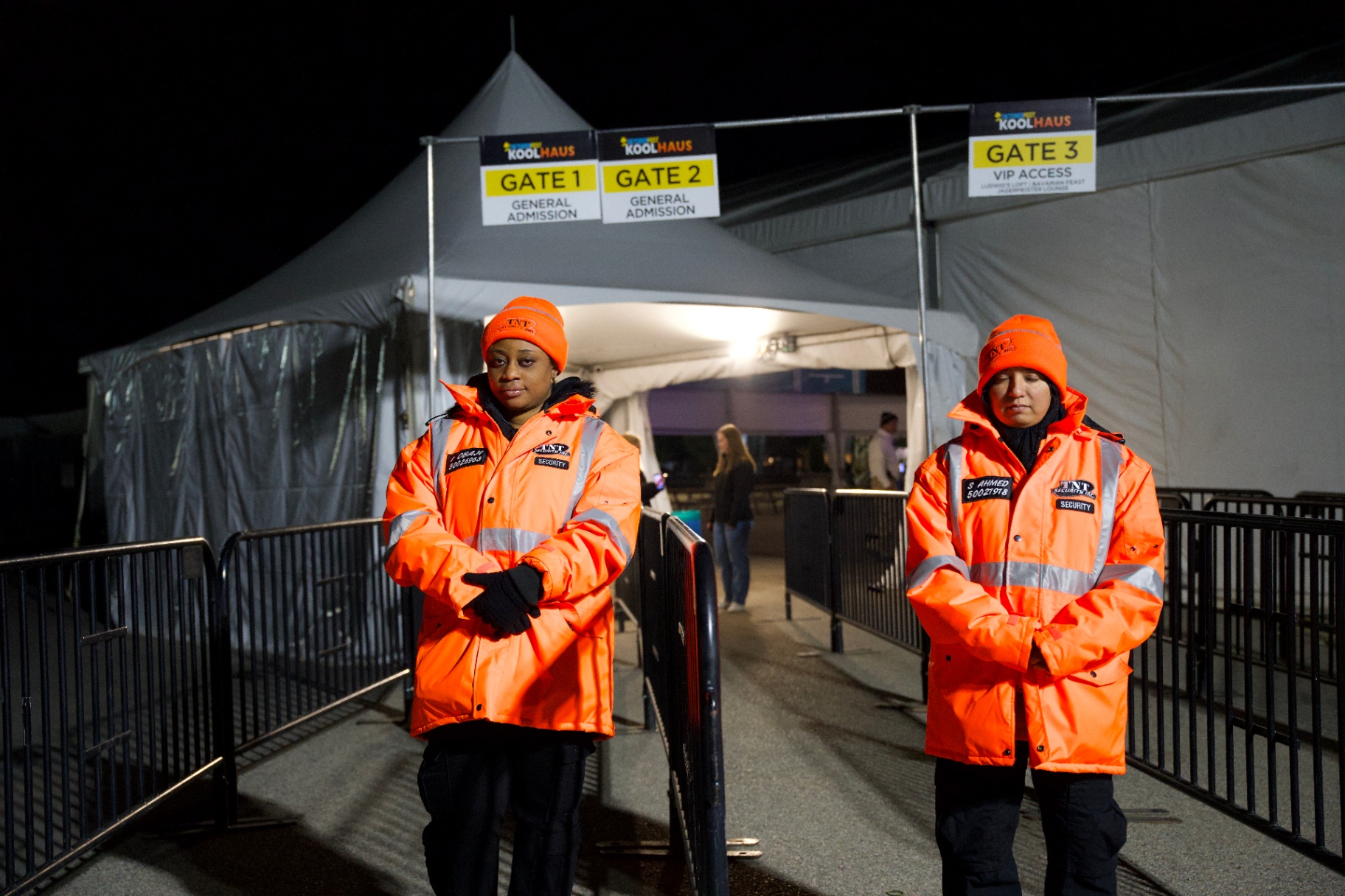 TNT Security guards stationed at event gates